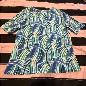 Chico's Blue & Teal Abstract Short-Sleeve Tee